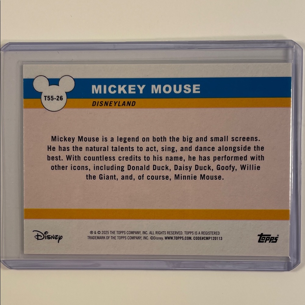 Disney Holographic Mickey Mouse Trading Card - Black, Red, Yellow, Blue - Picture 2 of 2
